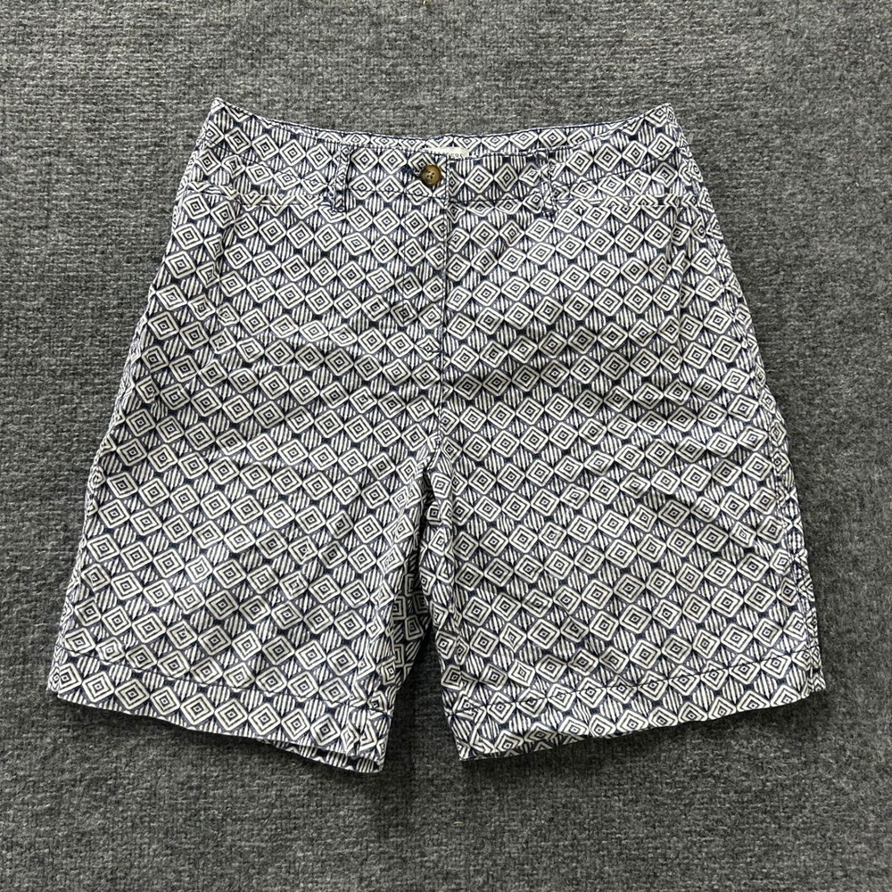Kim Rogers Shorts Womens Size 12 Blue White Geometric Diamond Print Stretch